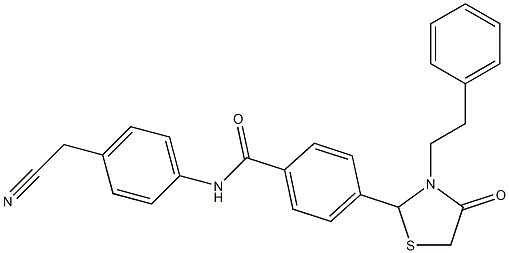 N-[4-(cyanomethyl)phenyl]-4-[4-oxo-3-(2-phenylethyl)-1,3-thiazolidin-2-yl]benzamide Struktur