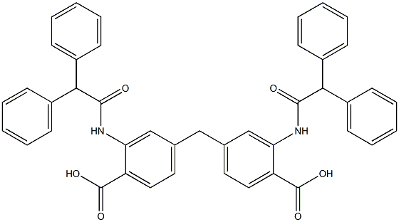 4-{4-carboxy-3-[(diphenylacetyl)amino]benzyl}-2-[(diphenylacetyl)amino]benzoic acid Struktur