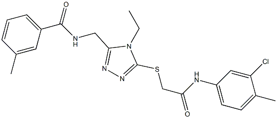 N-[(5-{[2-(3-chloro-4-methylanilino)-2-oxoethyl]sulfanyl}-4-ethyl-4H-1,2,4-triazol-3-yl)methyl]-3-methylbenzamide Struktur