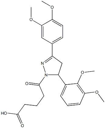 5-[5-(2,3-dimethoxyphenyl)-3-(3,4-dimethoxyphenyl)-4,5-dihydro-1H-pyrazol-1-yl]-5-oxopentanoic acid Struktur