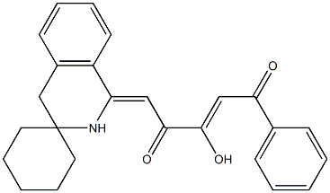 5-(3,4-dihydrospiro[isoquinoline-3,1'-cyclohexane]-1(2H)-ylidene)-3-hydroxy-1-phenylpent-2-ene-1,4-dione Struktur