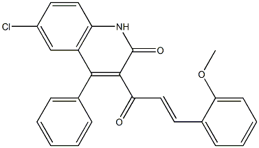 6-chloro-3-[3-(2-methoxyphenyl)acryloyl]-4-phenyl-2(1H)-quinolinone Struktur