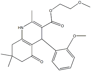 2-(methyloxy)ethyl 2,7,7-trimethyl-4-[2-(methyloxy)phenyl]-5-oxo-1,4,5,6,7,8-hexahydroquinoline-3-carboxylate Struktur