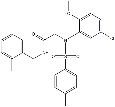 2-{[5-chloro-2-(methyloxy)phenyl][(4-methylphenyl)sulfonyl]amino}-N-[(2-methylphenyl)methyl]acetamide Struktur