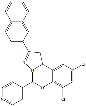 7,9-dichloro-2-naphthalen-2-yl-5-pyridin-4-yl-1,10b-dihydropyrazolo[1,5-c][1,3]benzoxazine Struktur