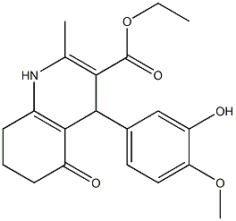 ethyl 4-(3-hydroxy-4-methoxyphenyl)-2-methyl-5-oxo-1,4,5,6,7,8-hexahydro-3-quinolinecarboxylate Struktur