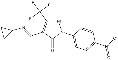 4-[(cyclopropylimino)methyl]-2-{4-nitrophenyl}-5-(trifluoromethyl)-1,2-dihydro-3H-pyrazol-3-one Struktur