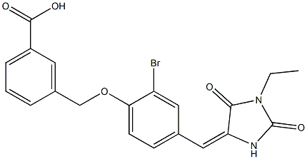 3-({2-bromo-4-[(1-ethyl-2,5-dioxo-4-imidazolidinylidene)methyl]phenoxy}methyl)benzoic acid Struktur