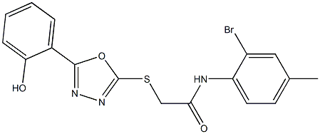 N-(2-bromo-4-methylphenyl)-2-{[5-(2-hydroxyphenyl)-1,3,4-oxadiazol-2-yl]sulfanyl}acetamide Struktur