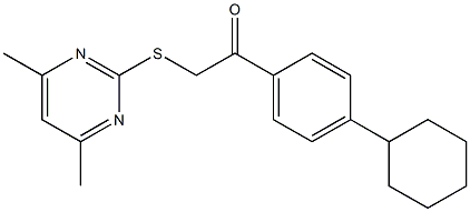 1-(4-cyclohexylphenyl)-2-[(4,6-dimethyl-2-pyrimidinyl)sulfanyl]ethanone Struktur