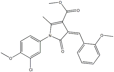 methyl 1-(3-chloro-4-methoxyphenyl)-4-(2-methoxybenzylidene)-2-methyl-5-oxo-4,5-dihydro-1H-pyrrole-3-carboxylate Struktur