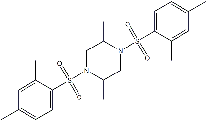 1,4-bis[(2,4-dimethylphenyl)sulfonyl]-2,5-dimethylpiperazine Struktur