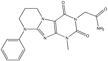 2-(1-methyl-2,4-dioxo-9-phenyl-1,4,6,7,8,9-hexahydropyrimido[2,1-f]purin-3(2H)-yl)acetamide Struktur