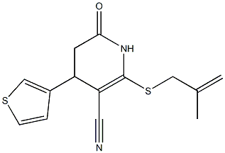 2-[(2-methyl-2-propenyl)sulfanyl]-6-oxo-4-(3-thienyl)-1,4,5,6-tetrahydro-3-pyridinecarbonitrile Struktur