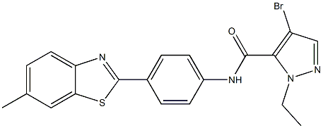 4-bromo-1-ethyl-N-[4-(6-methyl-1,3-benzothiazol-2-yl)phenyl]-1H-pyrazole-5-carboxamide Struktur