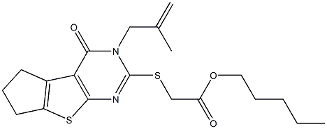 pentyl {[3-(2-methyl-2-propenyl)-4-oxo-3,5,6,7-tetrahydro-4H-cyclopenta[4,5]thieno[2,3-d]pyrimidin-2-yl]sulfanyl}acetate Struktur