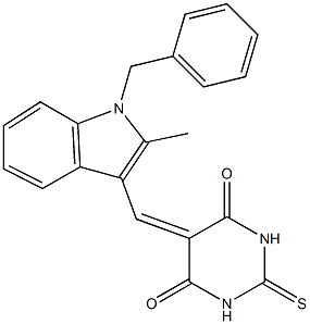 5-[(1-benzyl-2-methyl-1H-indol-3-yl)methylene]-2-thioxodihydro-4,6(1H,5H)-pyrimidinedione Struktur