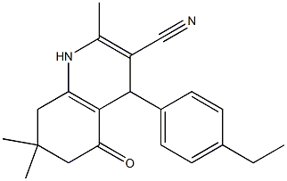 4-(4-ethylphenyl)-2,7,7-trimethyl-5-oxo-1,4,5,6,7,8-hexahydroquinoline-3-carbonitrile Struktur