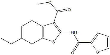 methyl 6-ethyl-2-[(2-thienylcarbonyl)amino]-4,5,6,7-tetrahydro-1-benzothiophene-3-carboxylate Struktur