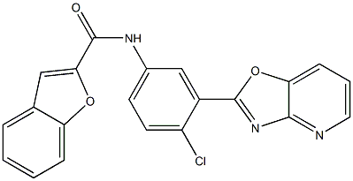 N-(4-chloro-3-[1,3]oxazolo[4,5-b]pyridin-2-ylphenyl)-1-benzofuran-2-carboxamide Struktur