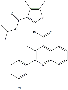 isopropyl 2-({[2-(3-chlorophenyl)-3-methyl-4-quinolinyl]carbonyl}amino)-4,5-dimethyl-3-thiophenecarboxylate Struktur