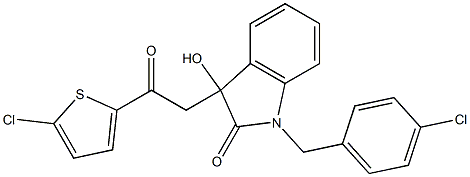 1-(4-chlorobenzyl)-3-[2-(5-chloro-2-thienyl)-2-oxoethyl]-3-hydroxy-1,3-dihydro-2H-indol-2-one Struktur