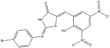 2-[(4-bromophenyl)imino]-5-{2-hydroxy-3,5-bisnitrobenzylidene}-1,3-thiazolidin-4-one Struktur