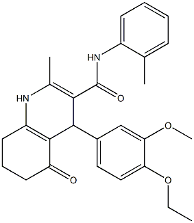 4-(4-ethoxy-3-methoxyphenyl)-2-methyl-N-(2-methylphenyl)-5-oxo-1,4,5,6,7,8-hexahydro-3-quinolinecarboxamide Struktur