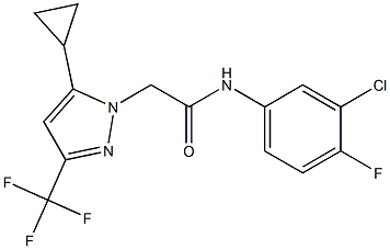 N-(3-chloro-4-fluorophenyl)-2-[5-cyclopropyl-3-(trifluoromethyl)-1H-pyrazol-1-yl]acetamide Struktur