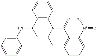 4-anilino-1-{2-nitrobenzoyl}-2-methyl-1,2,3,4-tetrahydroquinoline Struktur