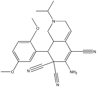 6-amino-8-(2,5-dimethoxyphenyl)-2-isopropyl-2,3,8,8a-tetrahydro-5,7,7(1H)-isoquinolinetricarbonitrile Struktur