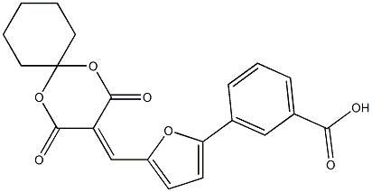 3-{5-[(2,4-dioxo-1,5-dioxaspiro[5.5]undec-3-ylidene)methyl]furan-2-yl}benzoic acid Struktur