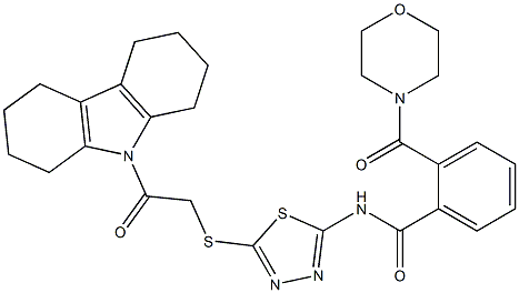 2-(4-morpholinylcarbonyl)-N-(5-{[2-(1,2,3,4,5,6,7,8-octahydro-9H-carbazol-9-yl)-2-oxoethyl]sulfanyl}-1,3,4-thiadiazol-2-yl)benzamide Struktur