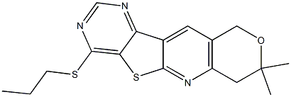 8,8-dimethyl-7,10-dihydro-8H-pyrano[3'',4'':5',6']pyrido[3',2':4,5]thieno[3,2-d]pyrimidin-4-yl propyl sulfide Struktur