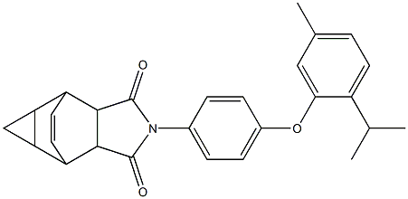 4-[4-(2-isopropyl-5-methylphenoxy)phenyl]-4-azatetracyclo[5.3.2.0~2,6~.0~8,10~]dodec-11-ene-3,5-dione Struktur