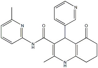 2-methyl-N-(6-methylpyridin-2-yl)-5-oxo-4-pyridin-3-yl-1,4,5,6,7,8-hexahydroquinoline-3-carboxamide Struktur