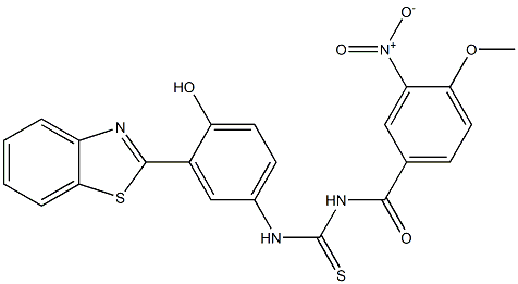 N-[3-(1,3-benzothiazol-2-yl)-4-hydroxyphenyl]-N'-{3-nitro-4-methoxybenzoyl}thiourea Struktur