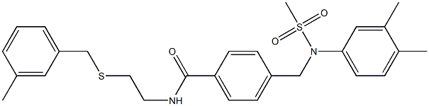 4-{[3,4-dimethyl(methylsulfonyl)anilino]methyl}-N-{2-[(3-methylbenzyl)sulfanyl]ethyl}benzamide Struktur