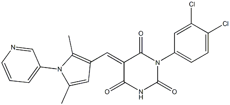 1-(3,4-dichlorophenyl)-5-{[2,5-dimethyl-1-(3-pyridinyl)-1H-pyrrol-3-yl]methylene}-2,4,6(1H,3H,5H)-pyrimidinetrione Struktur