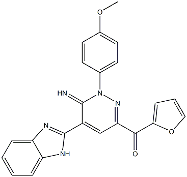 [5-(1H-benzimidazol-2-yl)-6-imino-1-(4-methoxyphenyl)-1,6-dihydro-3-pyridazinyl](2-furyl)methanone Struktur