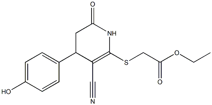 ethyl {[3-cyano-4-(4-hydroxyphenyl)-6-oxo-1,4,5,6-tetrahydro-2-pyridinyl]sulfanyl}acetate Struktur