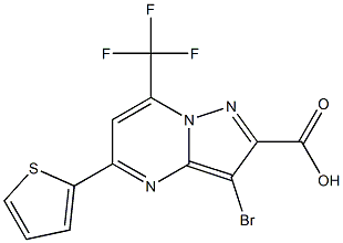 3-bromo-5-thien-2-yl-7-(trifluoromethyl)pyrazolo[1,5-a]pyrimidine-2-carboxylic acid Struktur