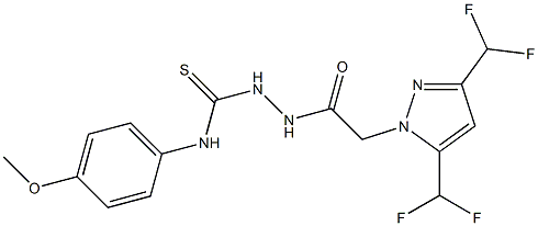 2-{[3,5-bis(difluoromethyl)-1H-pyrazol-1-yl]acetyl}-N-(4-methoxyphenyl)hydrazinecarbothioamide Struktur