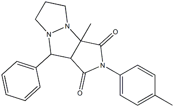 3a-methyl-2-(4-methylphenyl)-9-phenyltetrahydro-5H-pyrazolo[1,2-a]pyrrolo[3,4-c]pyrazole-1,3(2H,3aH)-dione Struktur