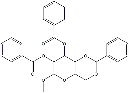 8-(benzoyloxy)-6-methoxy-2-phenylhexahydropyrano[3,2-d][1,3]dioxin-7-yl benzoate Struktur