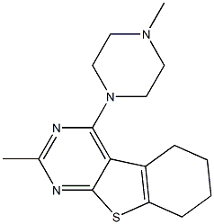 2-methyl-4-(4-methyl-1-piperazinyl)-5,6,7,8-tetrahydro[1]benzothieno[2,3-d]pyrimidine Struktur