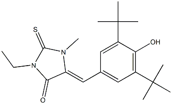 5-(3,5-ditert-butyl-4-hydroxybenzylidene)-3-ethyl-1-methyl-2-thioxoimidazolidin-4-one Struktur