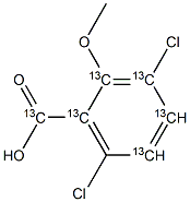 3,6-Dichloro-2-methoxybenzoic  acid-13C6  (ring-13C6),  Dicamba-13C6  (ring-13C6) Struktur