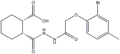 (1S,2R)-2-({2-[2-(2-bromo-4-methylphenoxy)acetyl]hydrazino}carbonyl)cyclohexanecarboxylic acid Struktur