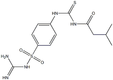 {[amino(imino)methyl]amino}[4-({[(3-methylbutanoyl)amino]carbothioyl}amino)phenyl]dioxo-lambda~6~-sulfane Struktur